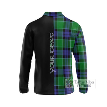 Haldane Tartan Long Sleeve Polo Shirt with Family Crest and Half Of Me Style