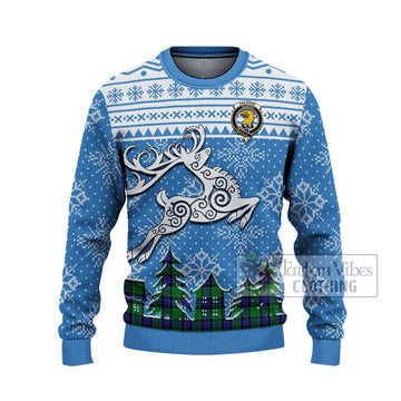 Haldane Clan Christmas Ugly Sweater with Tartan and Celtic Reindeer Style