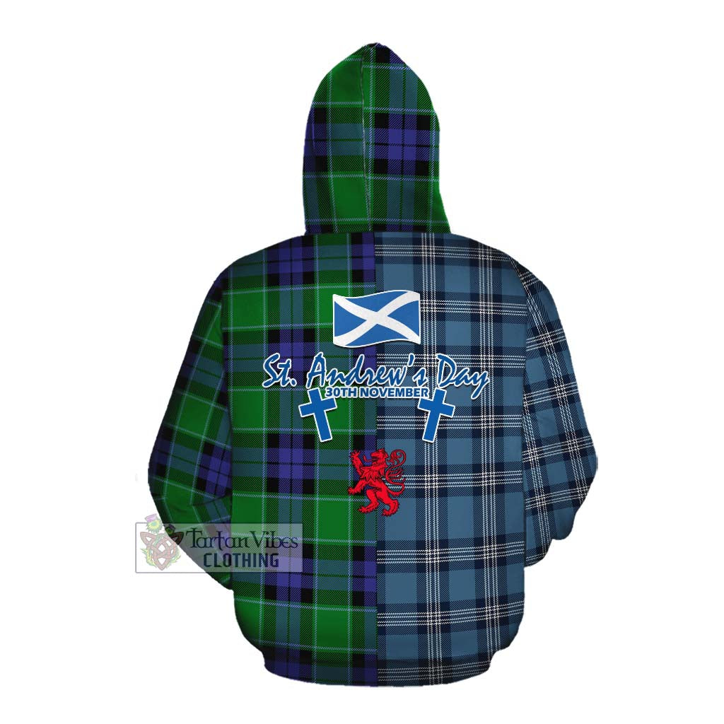 Tartan Vibes Clothing Haldane Tartan Cotton Hoodie Happy St. Andrew's Day Half Tartan Style