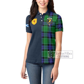 Haldane Tartan Women's Polo Shirt Alba with Scottish Lion Royal Arm Half Style