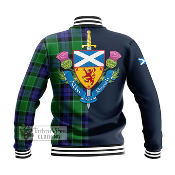 Haldane Tartan Baseball Jacket Alba with Scottish Lion Royal Arm Half Style