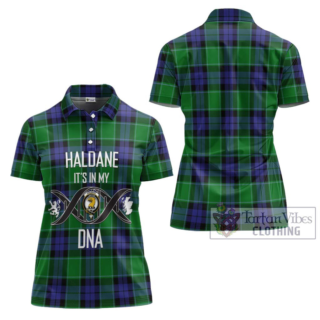 Haldane Tartan Women's Polo Shirt with Family Crest DNA In Me Style - Tartanvibesclothing Shop