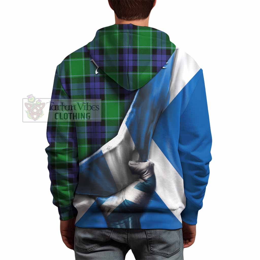 Tartan Vibes Clothing Haldane Tartan Hoodie with Family Crest Scotland Patriotic Style