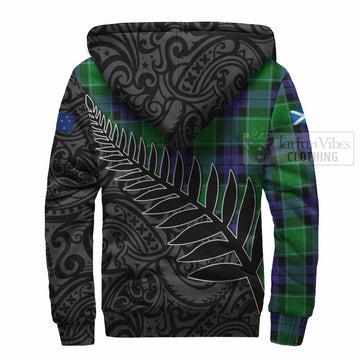 Haldane Crest Tartan Sherpa Hoodie with New Zealand Silver Fern Half Style