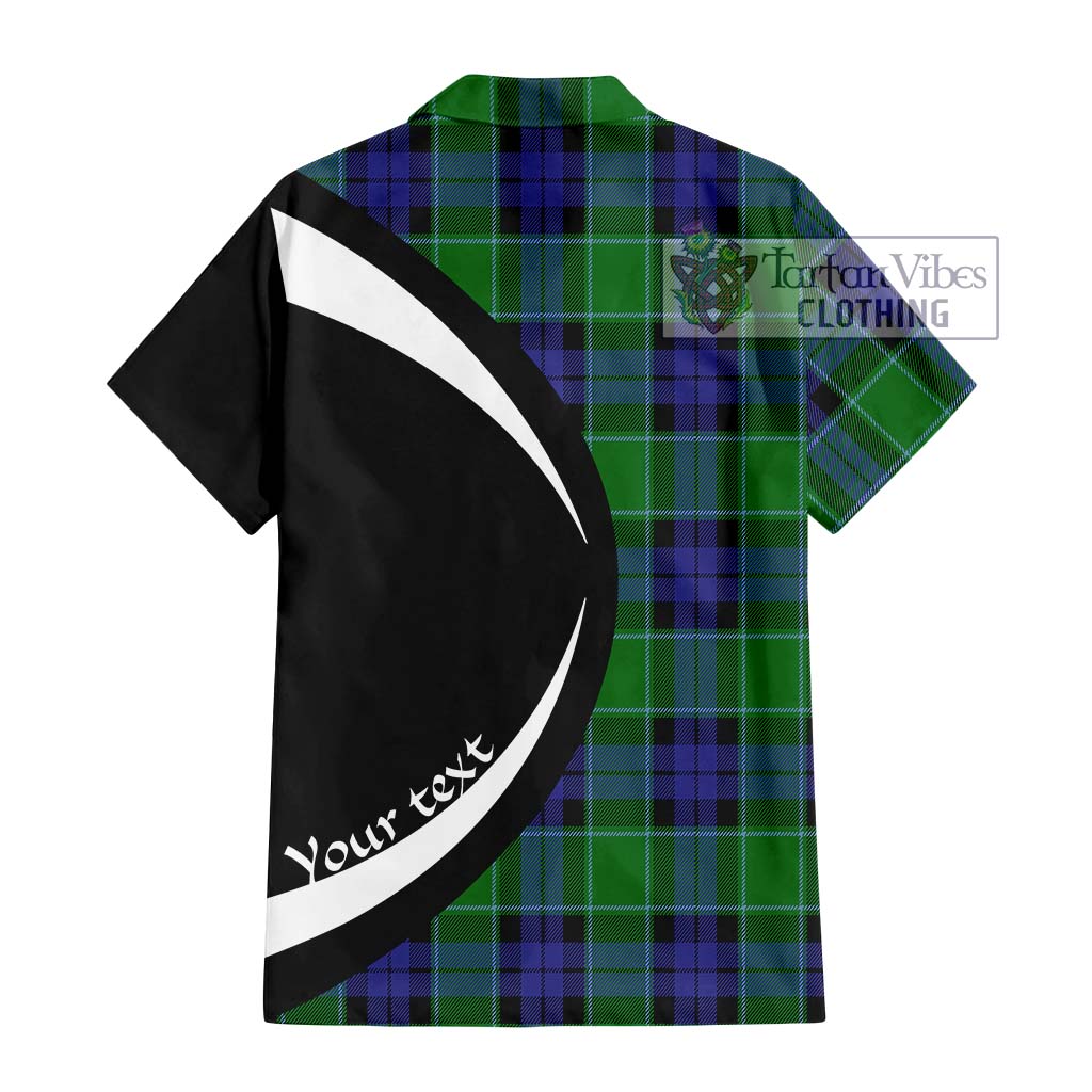 Haldane Tartan Short Sleeve Button Up with Family Crest Circle Style - Tartan Vibes Clothing