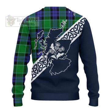 Haldane Tartan Ugly Sweater Featuring Thistle and Scotland Map