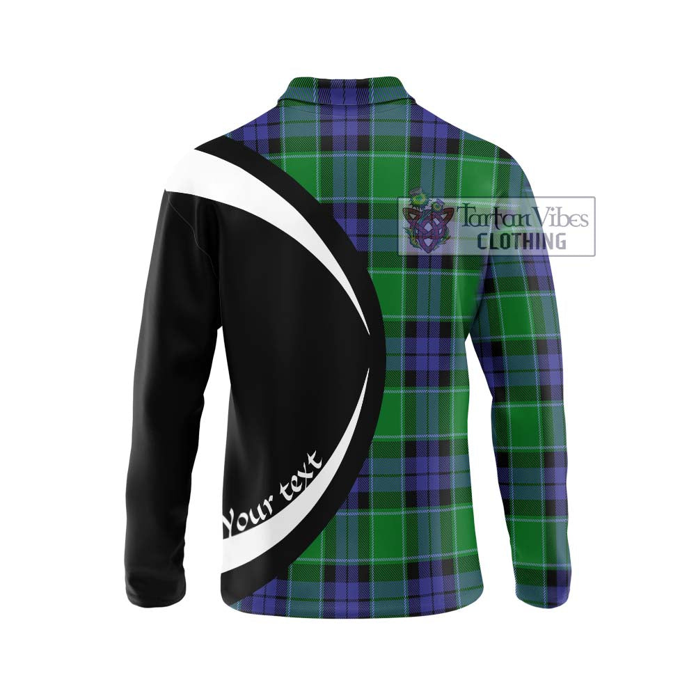 Haldane Tartan Long Sleeve Polo Shirt with Family Crest Circle Style - Tartan Vibes Clothing