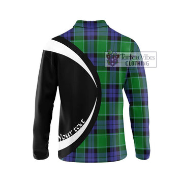 Haldane Tartan Long Sleeve Polo Shirt with Family Crest Circle Style