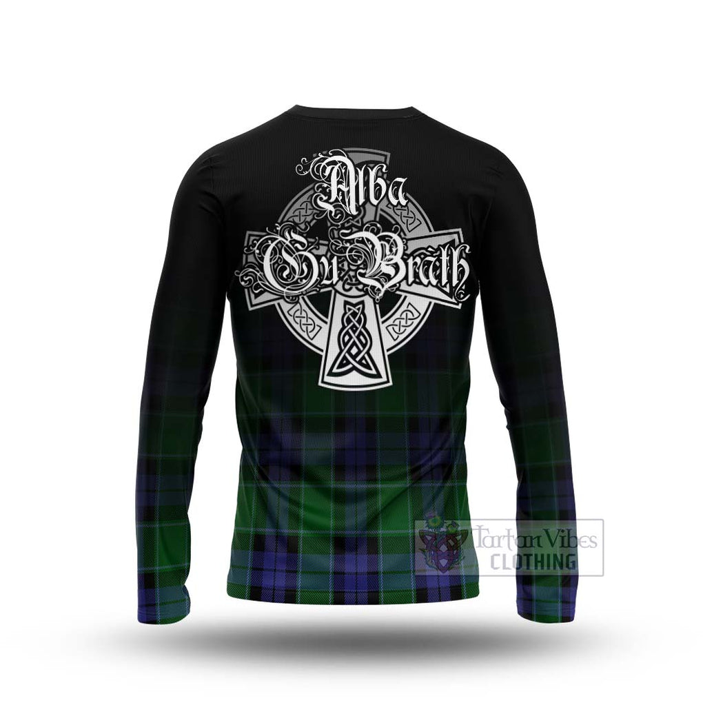 Tartan Vibes Clothing Haldane Tartan Long Sleeve T-Shirt Featuring Alba Gu Brath Family Crest Celtic Inspired