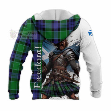 Haldane Crest Tartan Knitted Hoodie Inspired by the Freedom of Scottish Warrior