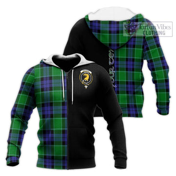 Haldane Tartan Knitted Hoodie with Family Crest and Half Of Me Style