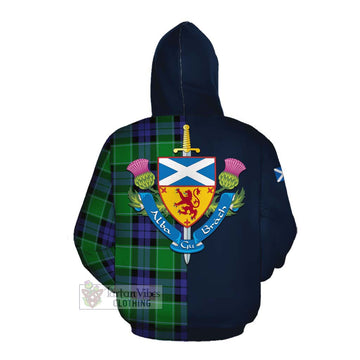 Haldane Tartan Cotton Hoodie Alba with Scottish Lion Royal Arm Half Style