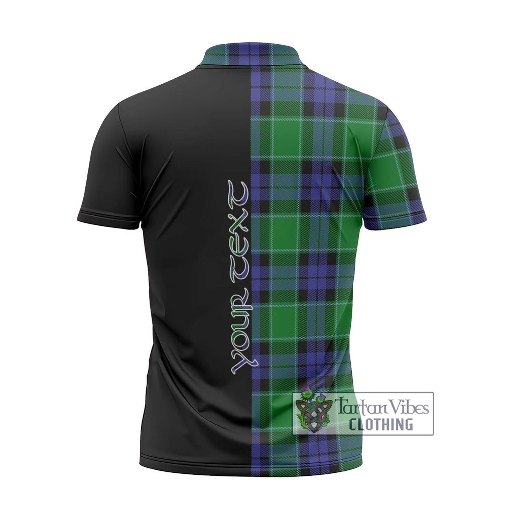 Haldane Tartan Zipper Polo Shirt with Family Crest and Half Of Me Style - Tartanvibesclothing Shop