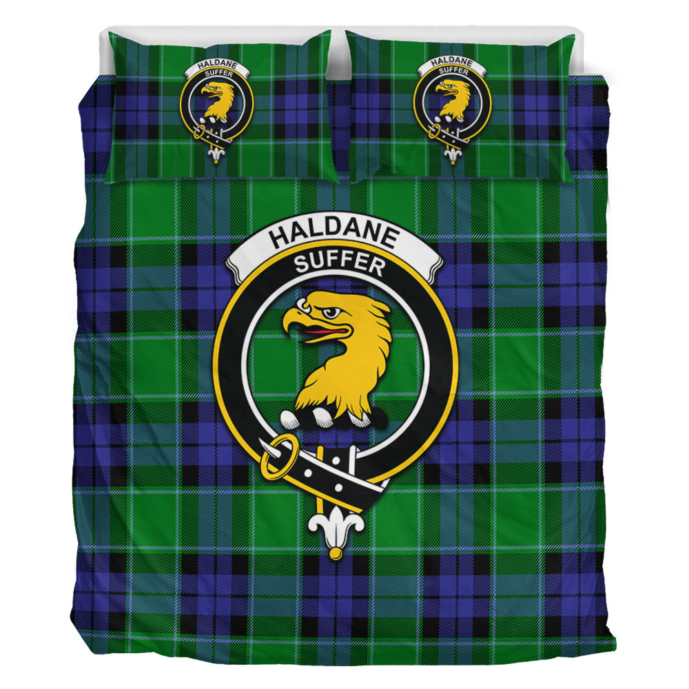 Haldane Tartan Bedding Set with Family Crest - Tartan Vibes Clothing