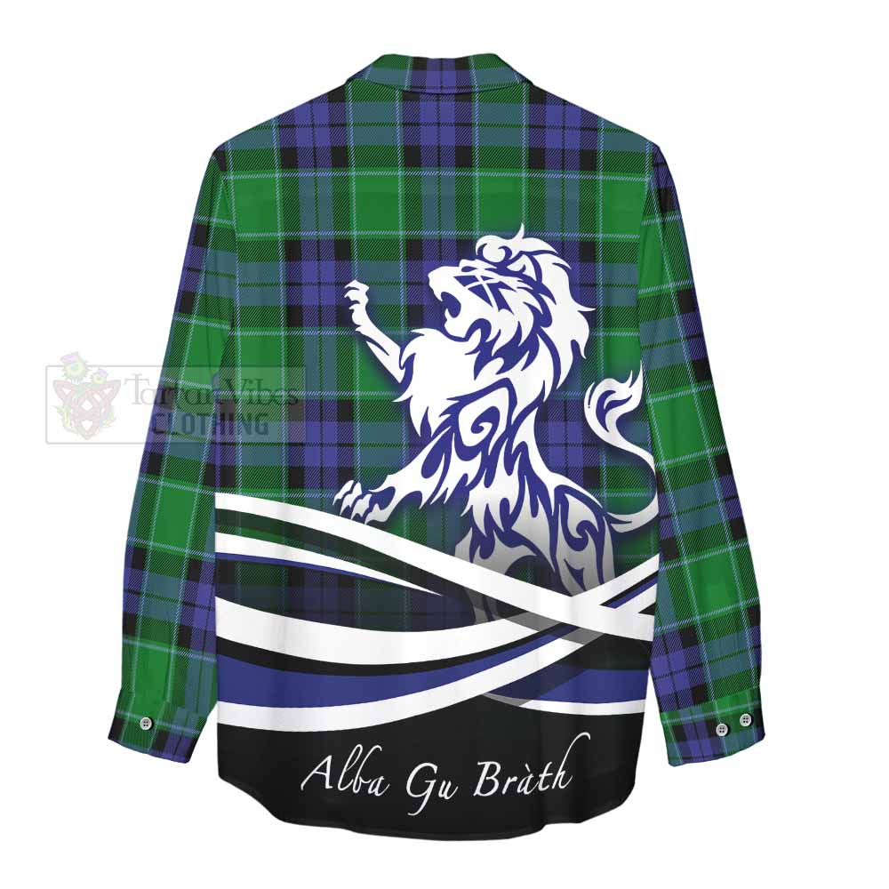 Tartan Vibes Clothing Haldane Tartan Women's Casual Shirt with Alba Gu Brath Regal Lion Emblem