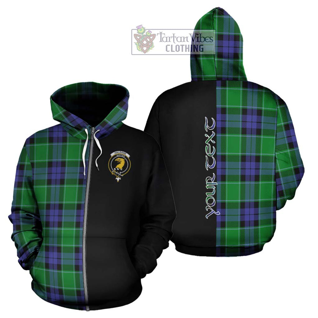 Haldane Tartan Hoodie with Family Crest and Half Of Me Style - Tartanvibesclothing Shop