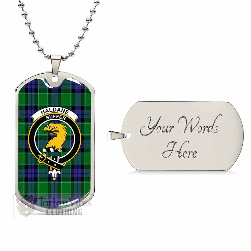 Tartan Vibes Clothing Haldane Tartan Dog Tag Necklace with Family Crest