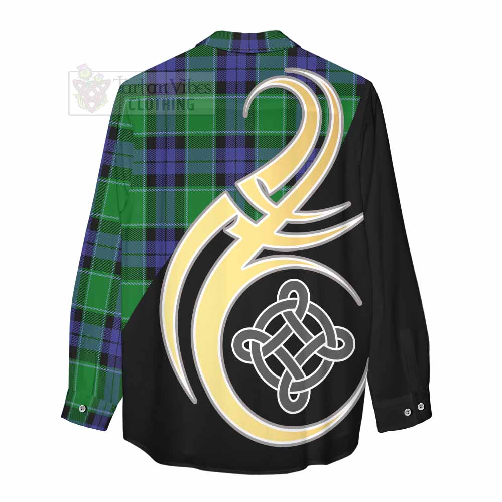 Tartan Vibes Clothing Haldane Tartan Women's Casual Shirt with Family Crest and Celtic Symbol Style