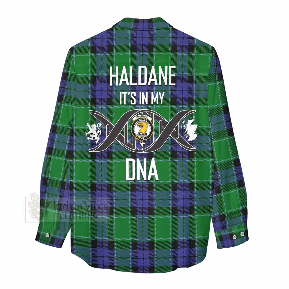 Tartan Vibes Clothing Haldane Tartan Women's Casual Shirt with Family Crest DNA In Me Style