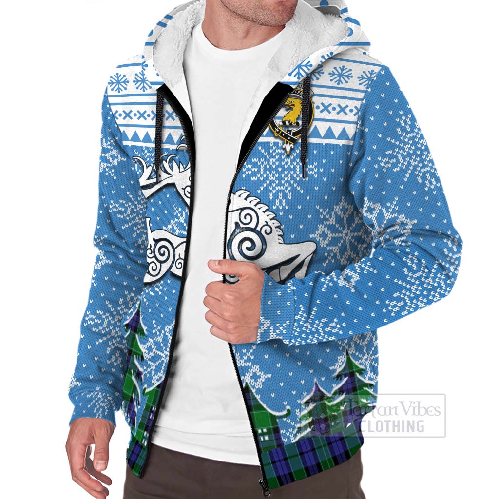 Tartan Vibes Clothing Haldane Clan Christmas Sherpa Hoodie Celtic Reindeer Style