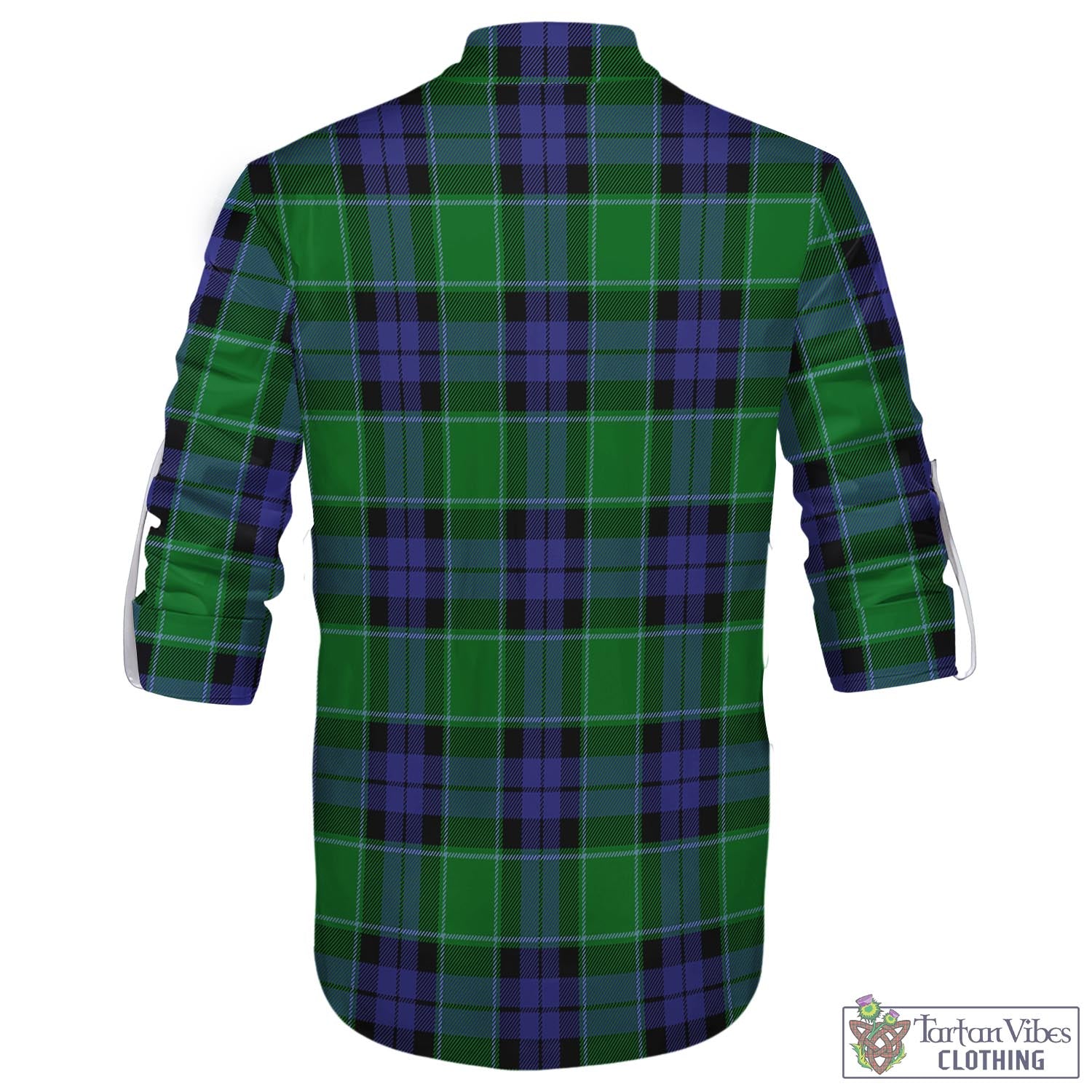 Tartan Vibes Clothing Haldane Tartan Men's Scottish Traditional Jacobite Ghillie Kilt Shirt with Family Crest