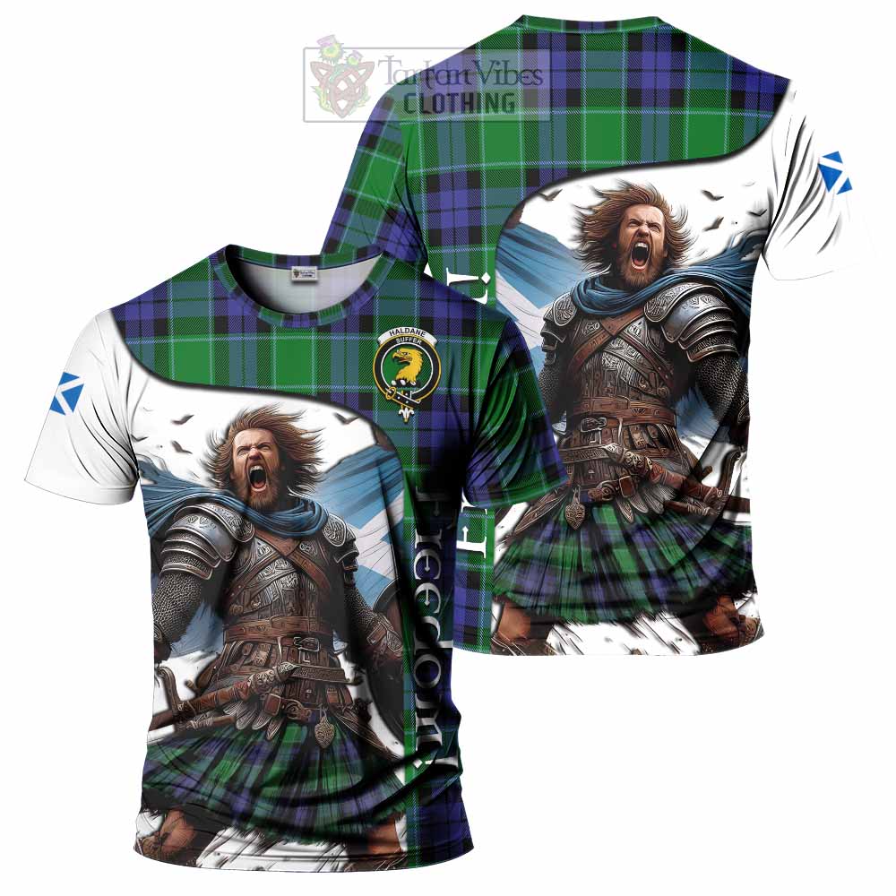 Haldane Crest Tartan T-Shirt Inspired by the Freedom of Scottish Warrior