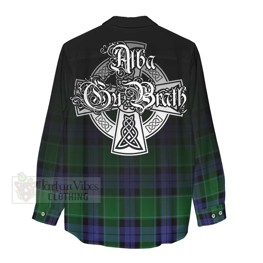 Tartan Vibes Clothing Haldane Tartan Women's Casual Shirt Featuring Alba Gu Brath Family Crest Celtic Inspired