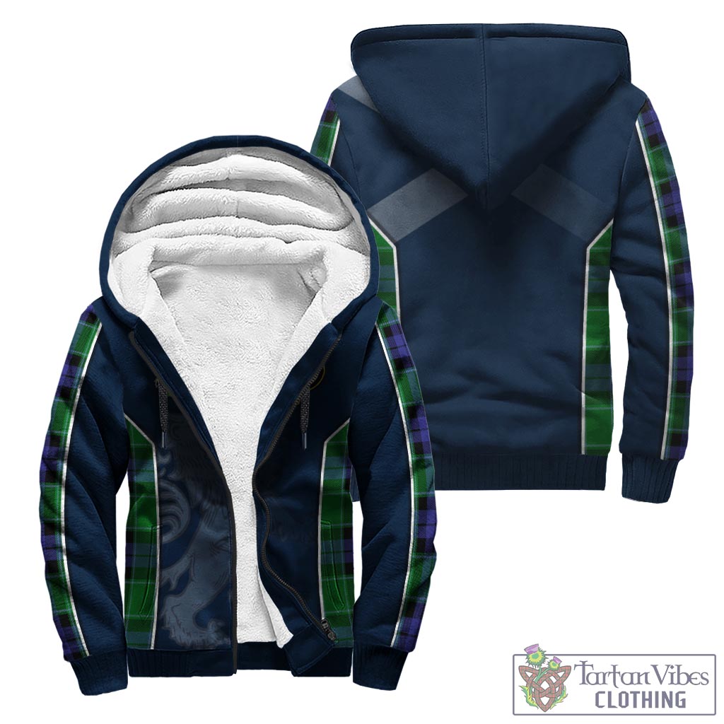 Tartan Vibes Clothing Haldane Tartan Sherpa Hoodie with Family Crest and Lion Rampant Vibes Sport Style