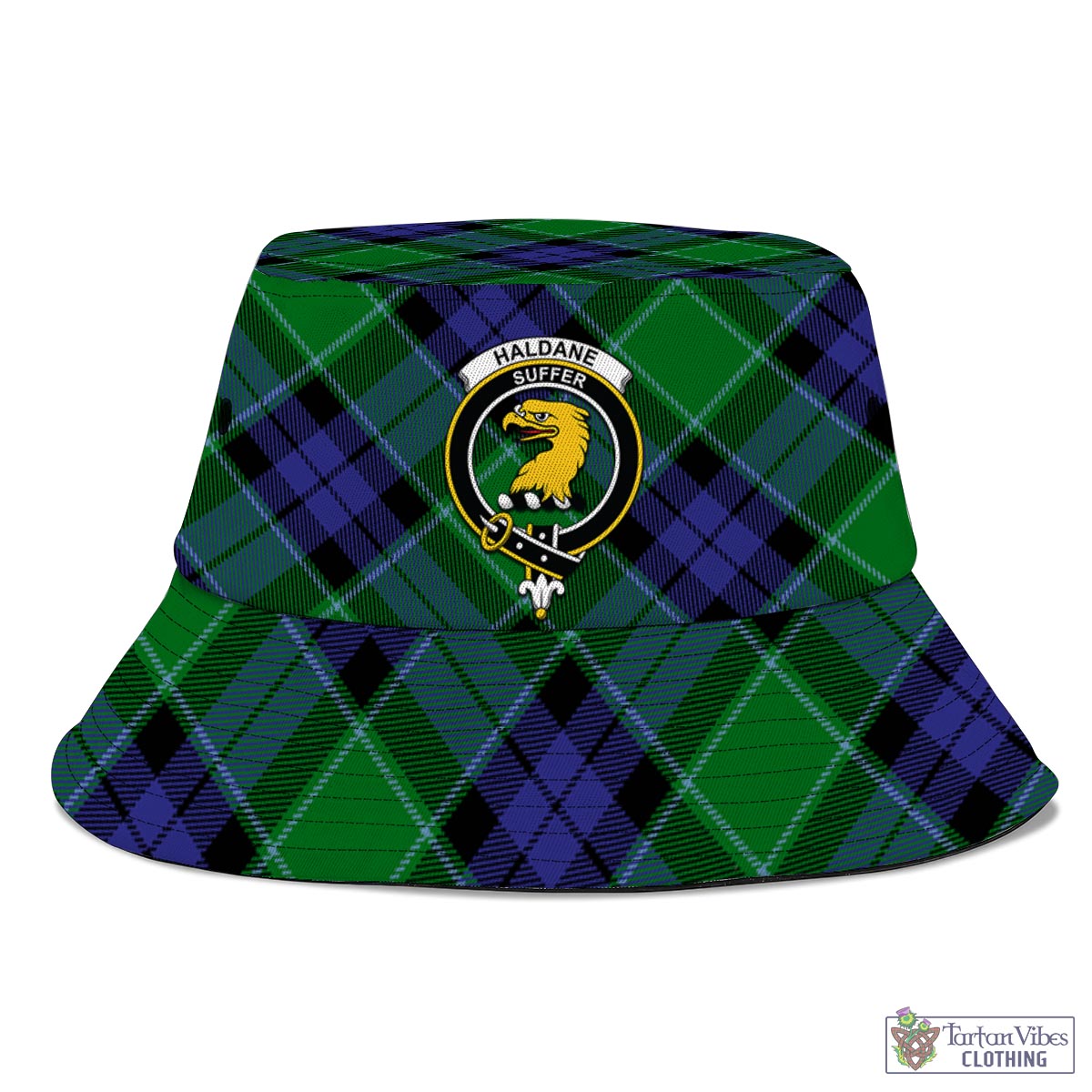 Tartan Vibes Clothing Haldane Tartan Bucket Hat with Family Crest