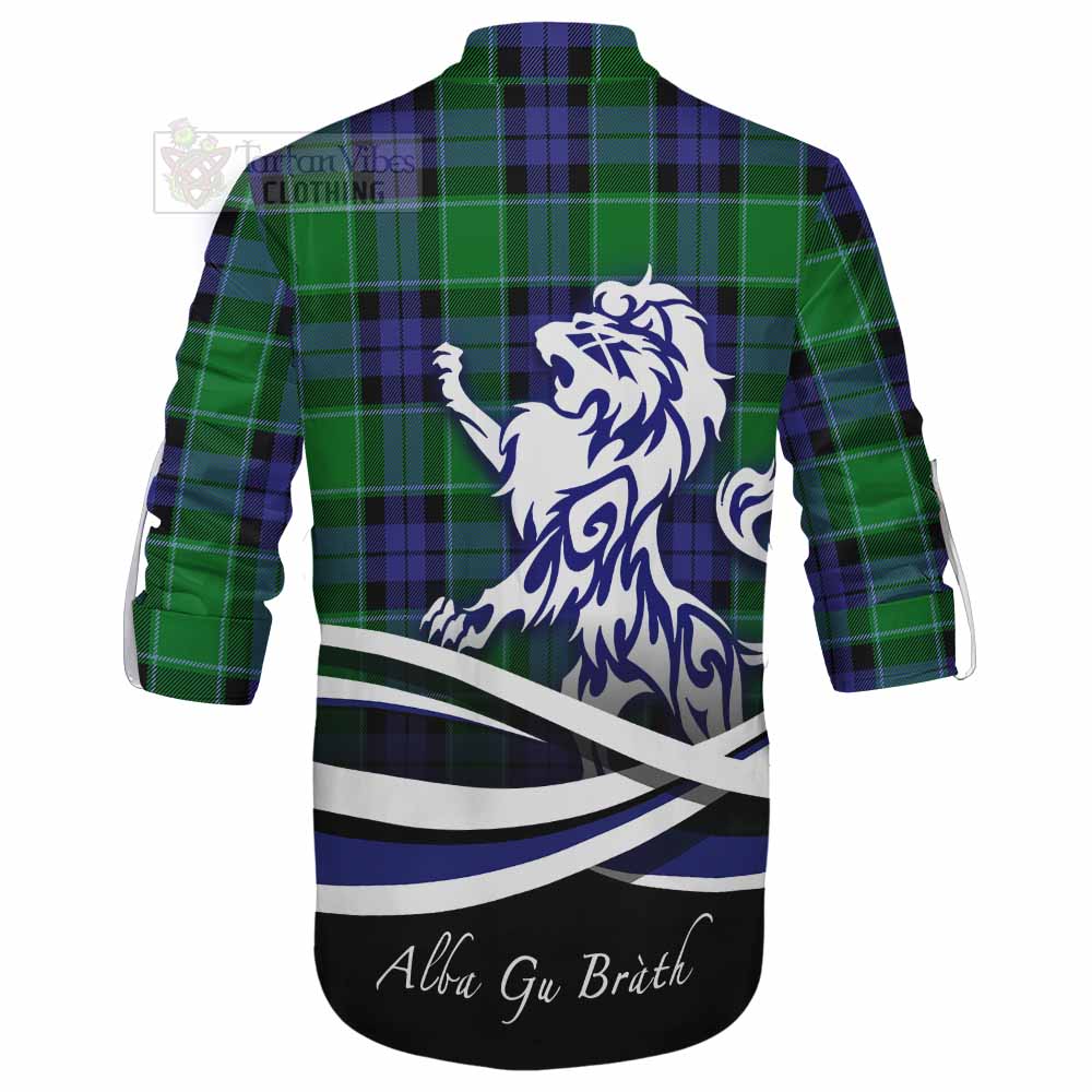 Tartan Vibes Clothing Haldane Tartan Ghillie Kilt Shirt with Alba Gu Brath Regal Lion Emblem