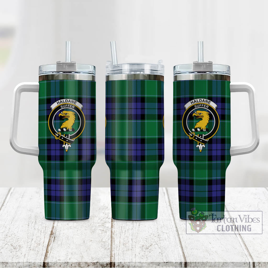 Tartan Vibes Clothing Haldane Tartan and Family Crest Tumbler with Handle