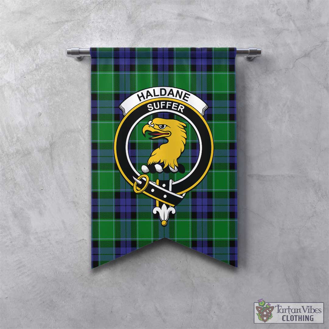 Tartan Vibes Clothing Haldane Tartan Gonfalon, Tartan Banner with Family Crest