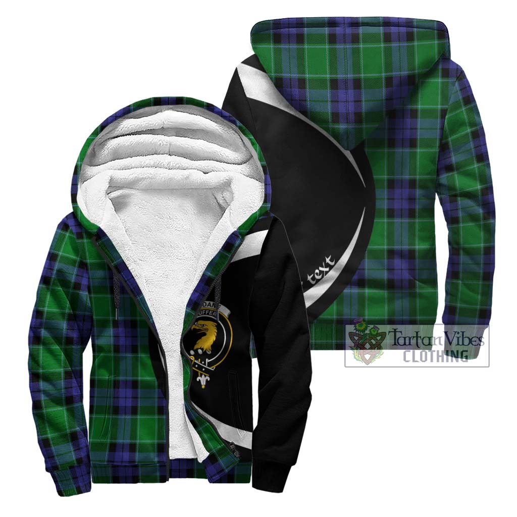 Haldane Tartan Sherpa Hoodie with Family Crest Circle Style Unisex - Tartan Vibes Clothing