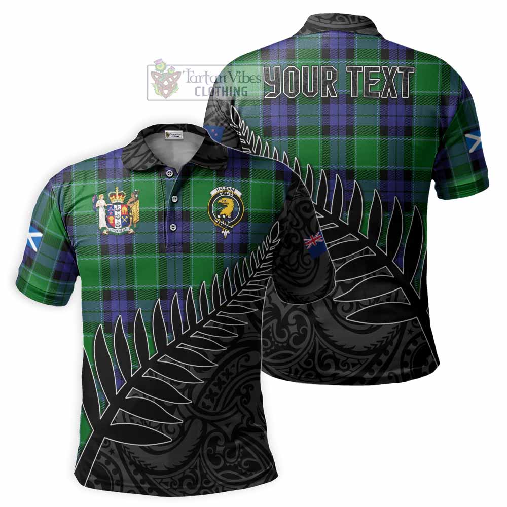 Haldane Crest Tartan Polo Shirt with New Zealand Silver Fern Half Style