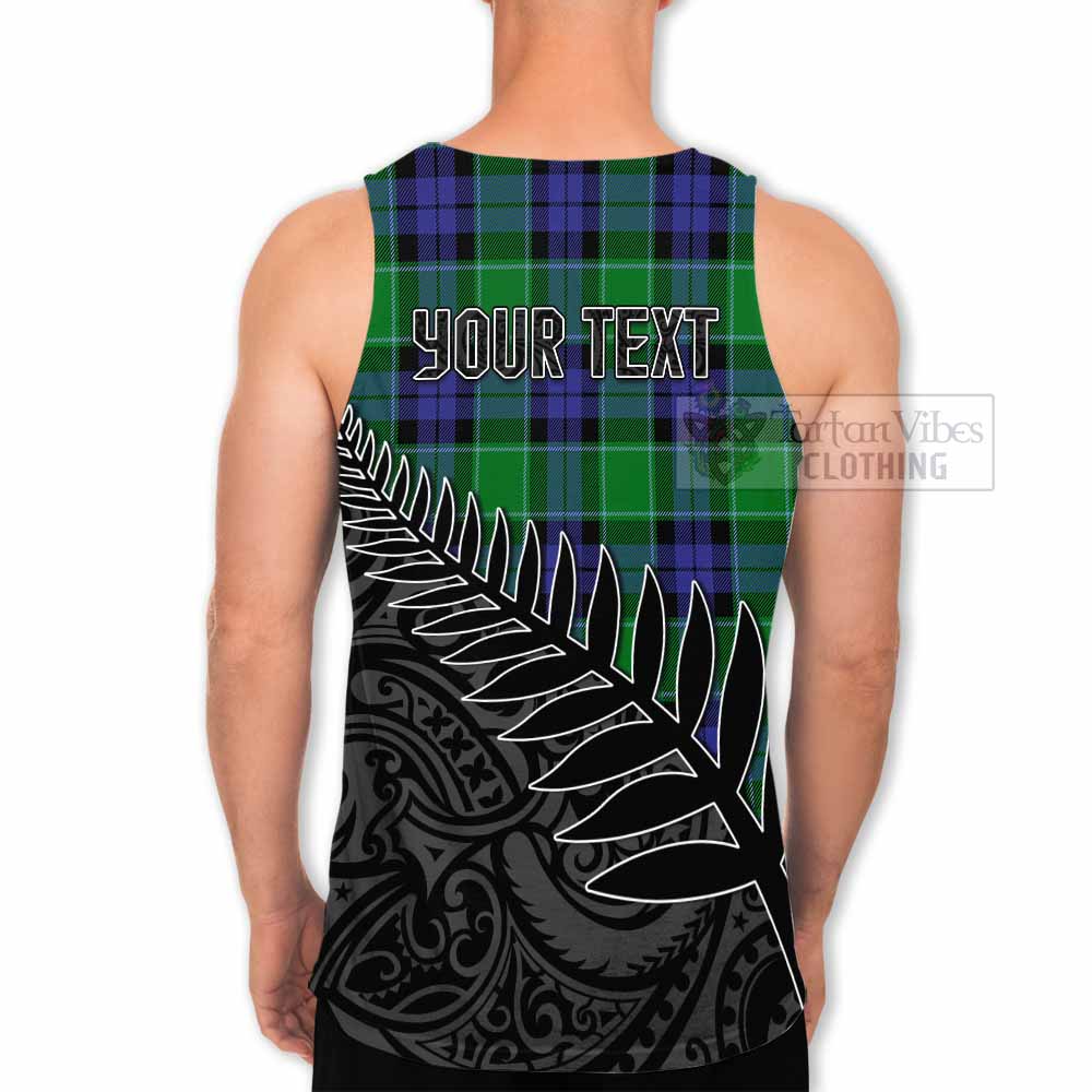 Tartan Vibes Clothing Haldane Crest Tartan Men's Tank Top with New Zealand Silver Fern Half Style