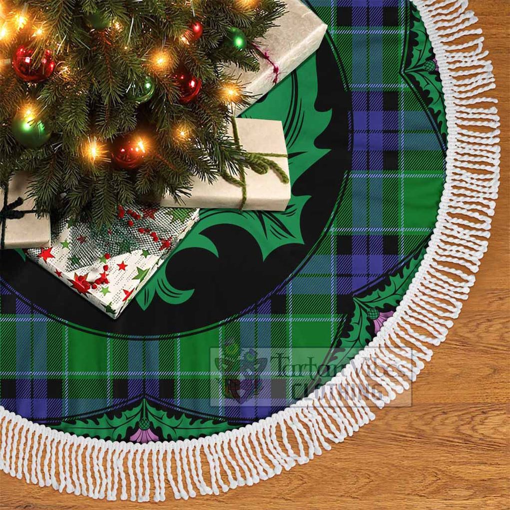 Tartan Vibes Clothing Haldane Tartan Christmas Tree Skirt Scottish Thistle Style