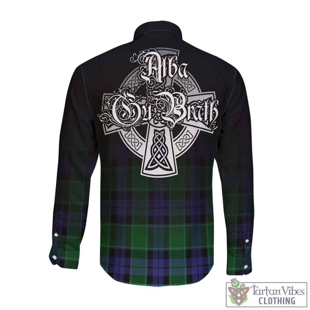 Tartan Vibes Clothing Haldane Tartan Long Sleeve Button Up Featuring Alba Gu Brath Family Crest Celtic Inspired