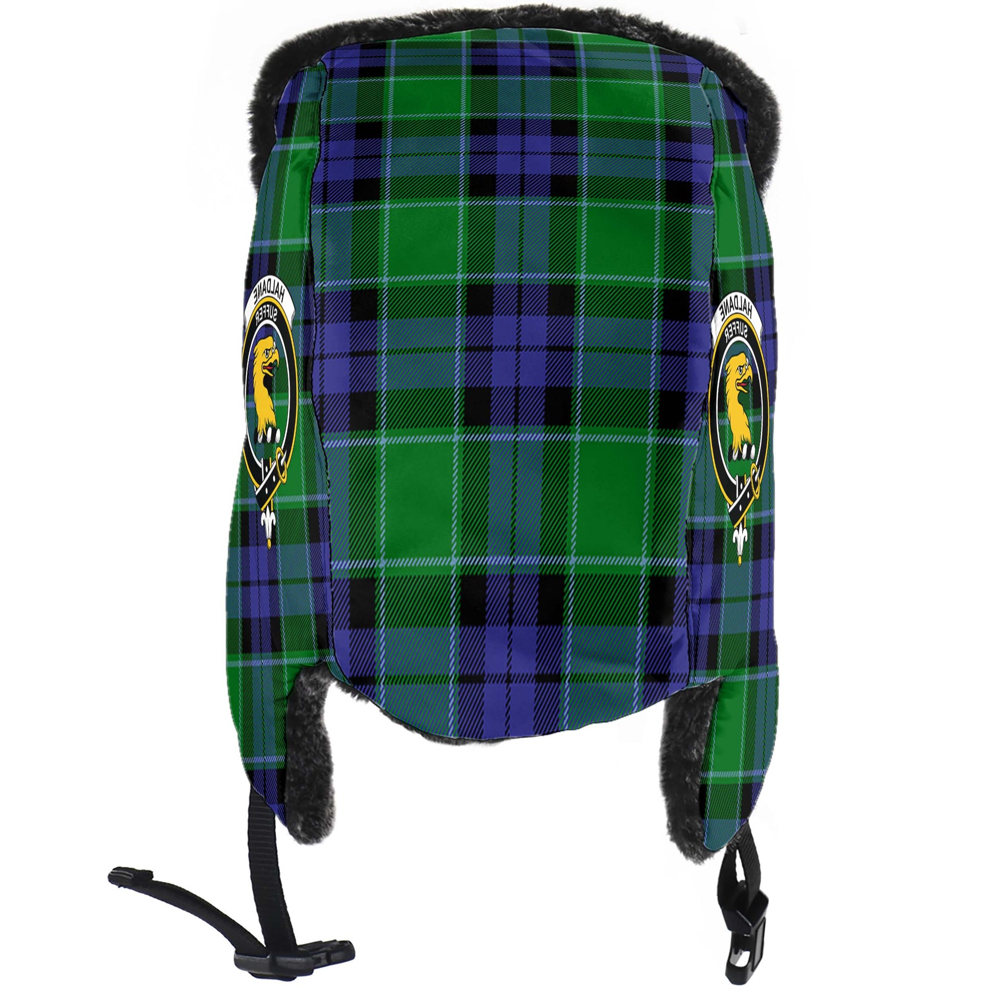 Haldane Tartan Winter Trapper Hat with Family Crest - Tartanvibesclothing