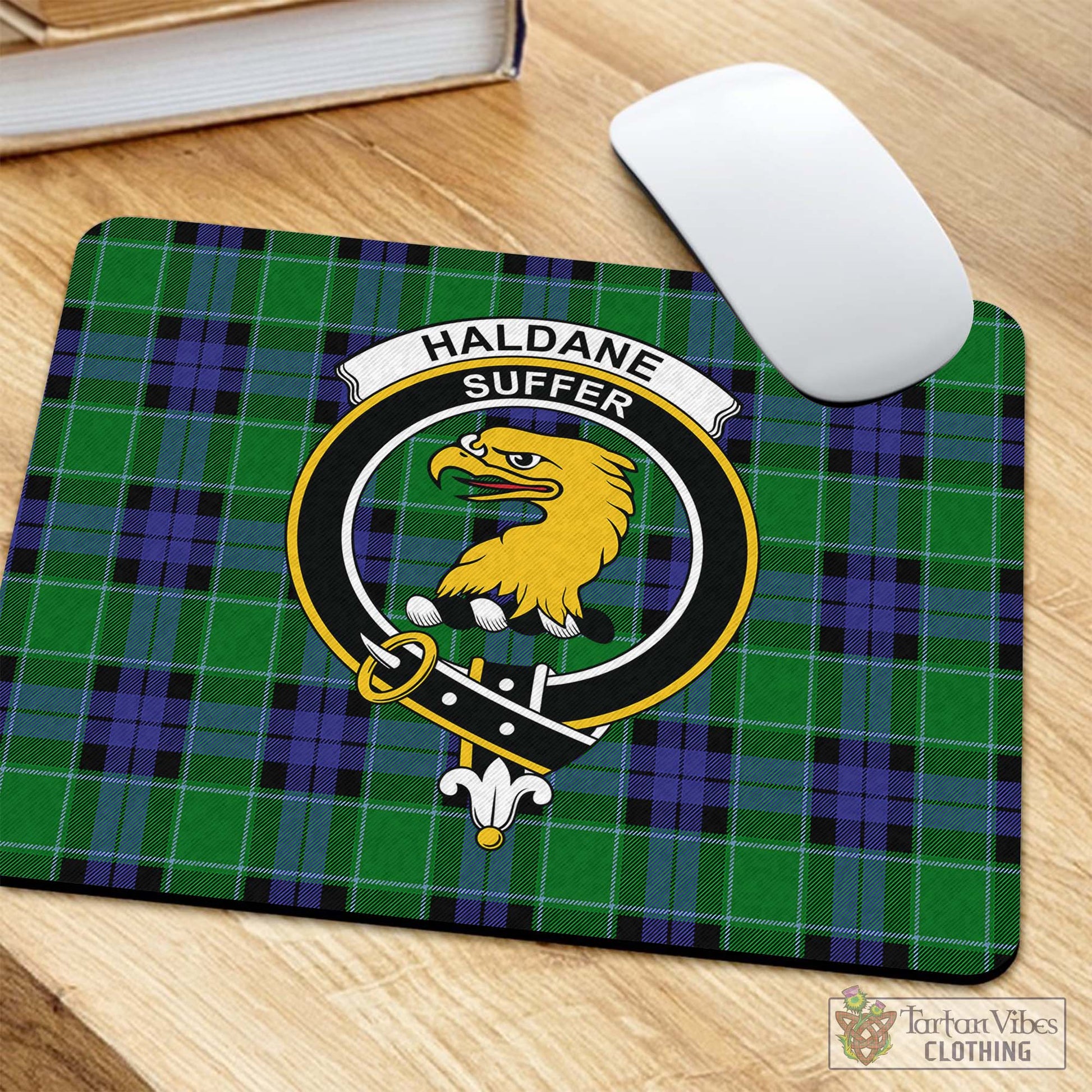 Tartan Vibes Clothing Haldane Tartan Mouse Pad with Family Crest