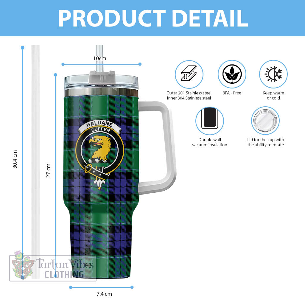 Tartan Vibes Clothing Haldane Tartan and Family Crest Tumbler with Handle