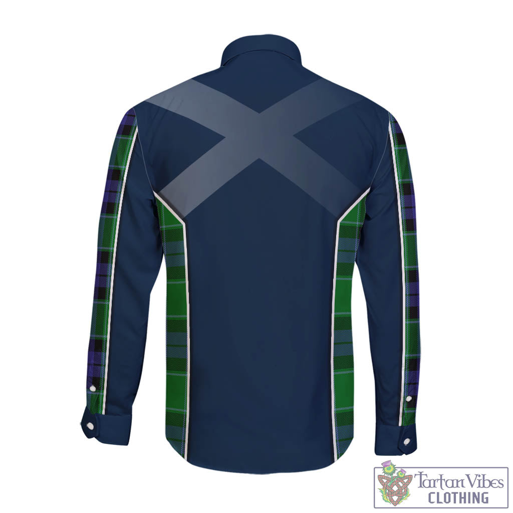 Tartan Vibes Clothing Haldane Tartan Long Sleeve Button Up Shirt with Family Crest and Scottish Thistle Vibes Sport Style