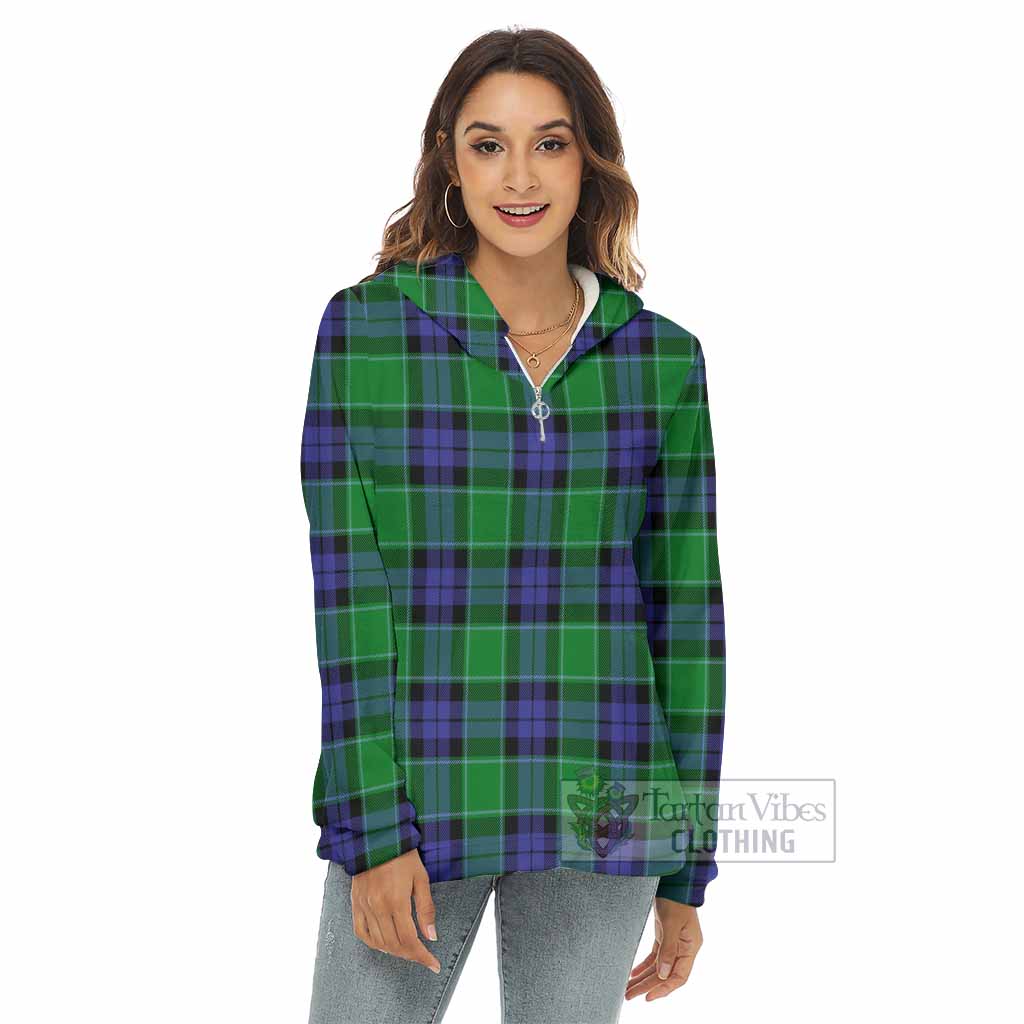 Tartan Vibes Clothing Haldane Tartan Women's Borg  Half Zip Fleece Hoodie