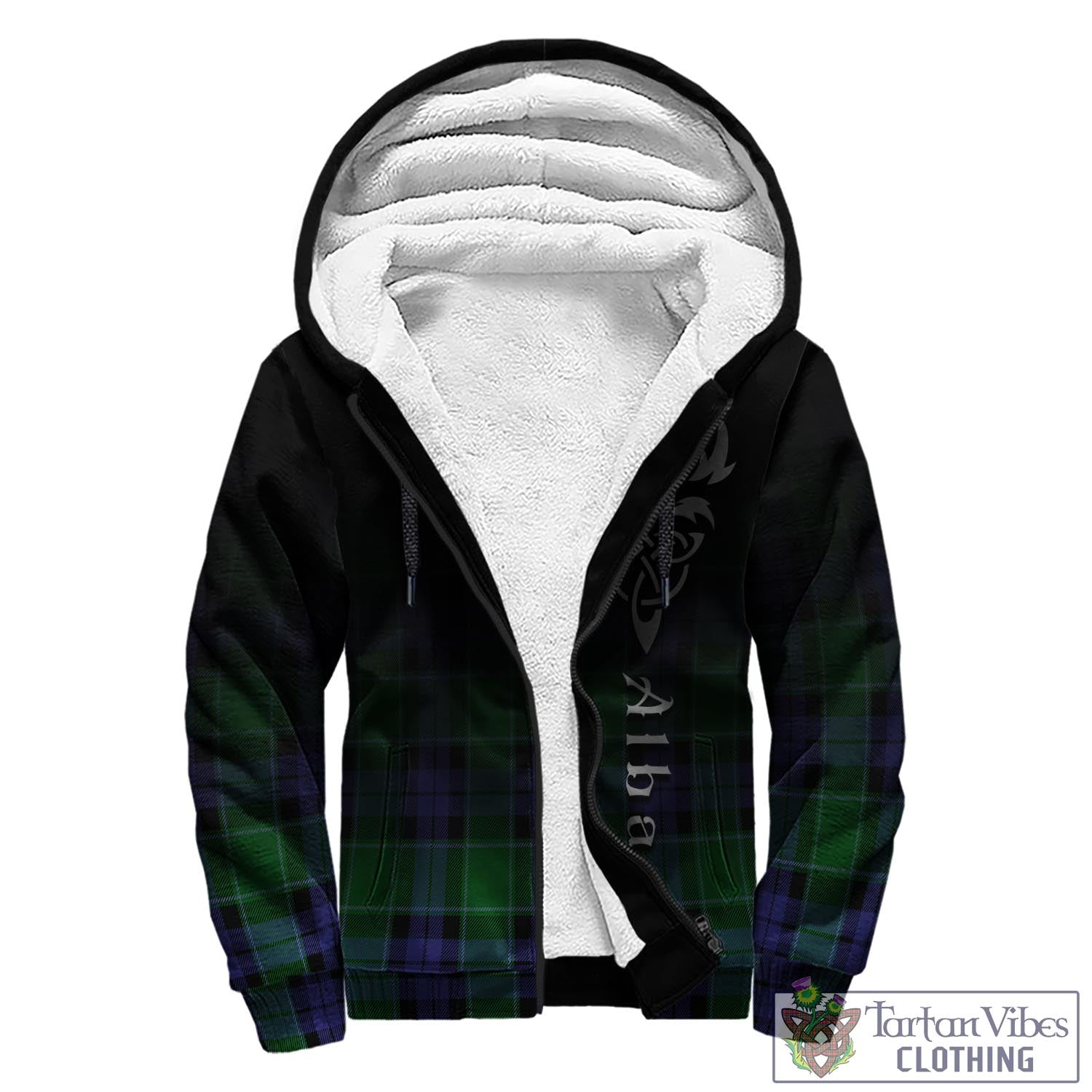 Tartan Vibes Clothing Haldane Tartan Sherpa Hoodie Featuring Alba Gu Brath Family Crest Celtic Inspired