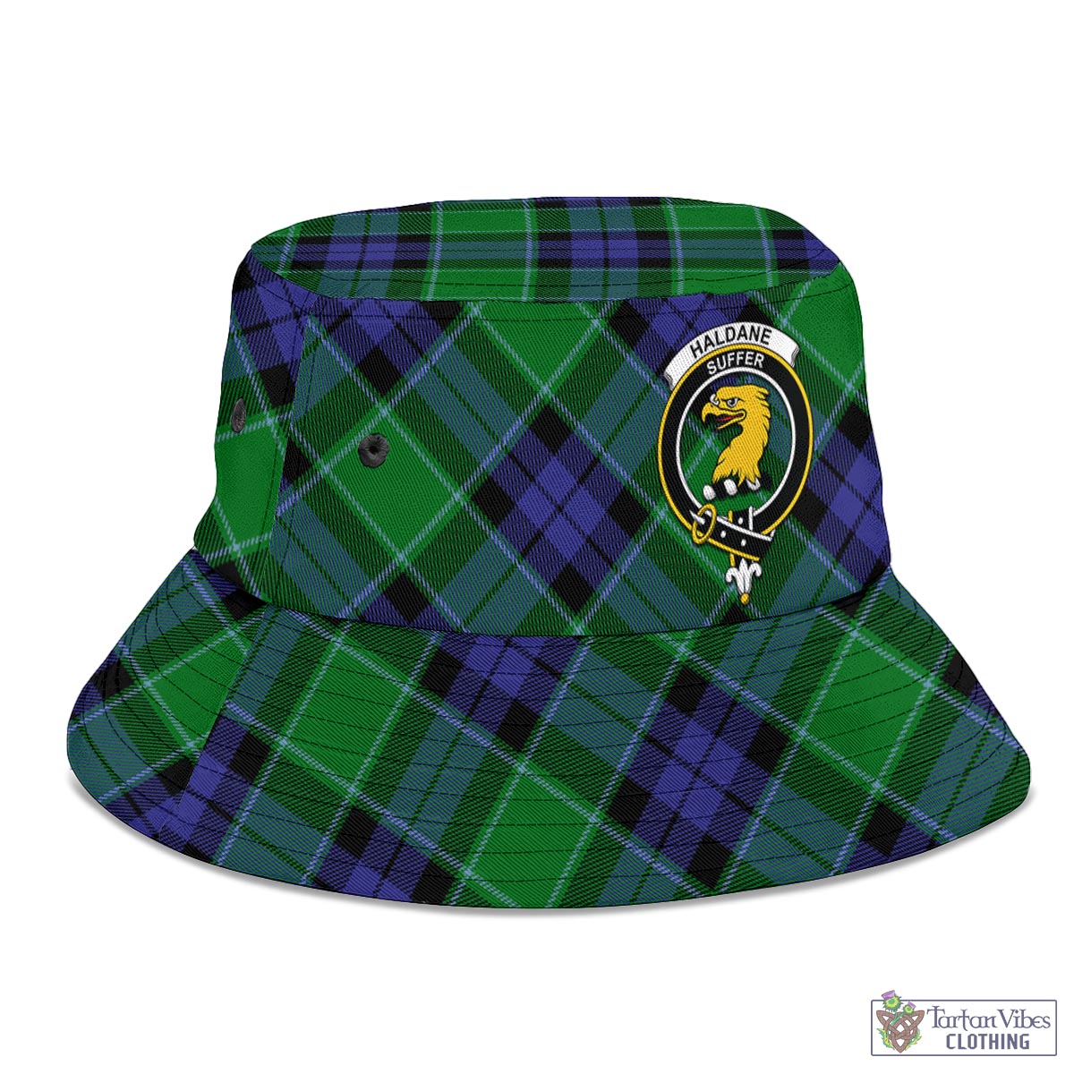 Tartan Vibes Clothing Haldane Tartan Bucket Hat with Family Crest