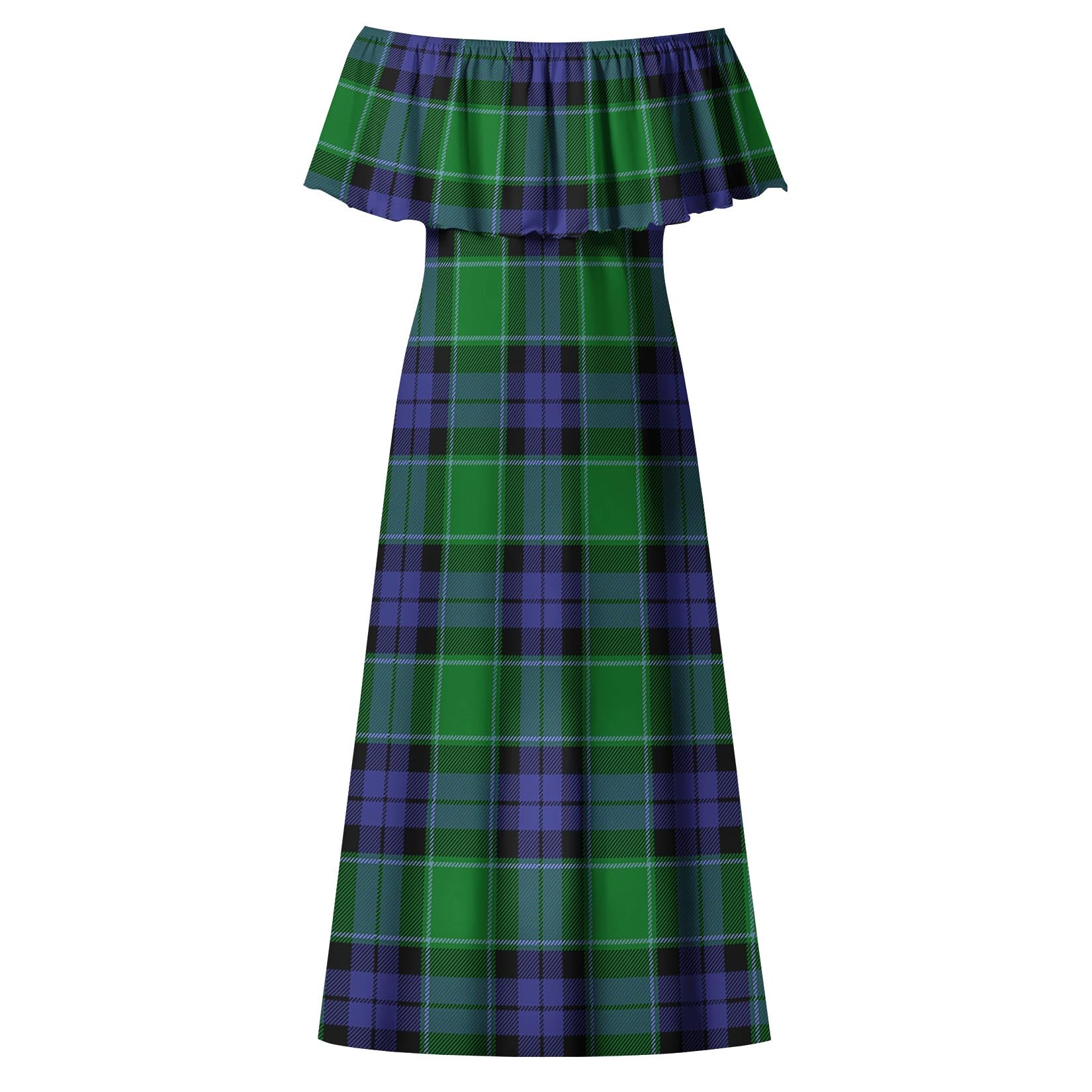 Haldane Tartan Off Shoulder Long Dress - Tartanvibesclothing