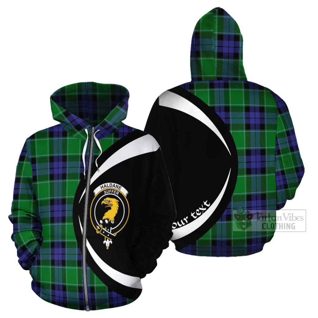 Tartan Vibes Clothing Haldane Tartan Cotton Hoodie with Family Crest Circle Style