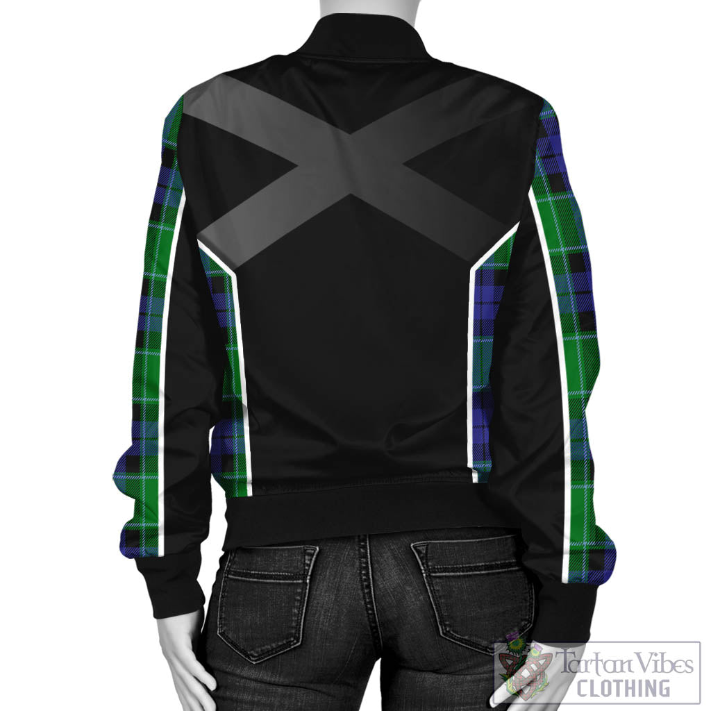 Tartan Vibes Clothing Haldane Tartan Bomber Jacket with Family Crest and Scottish Thistle Vibes Sport Style