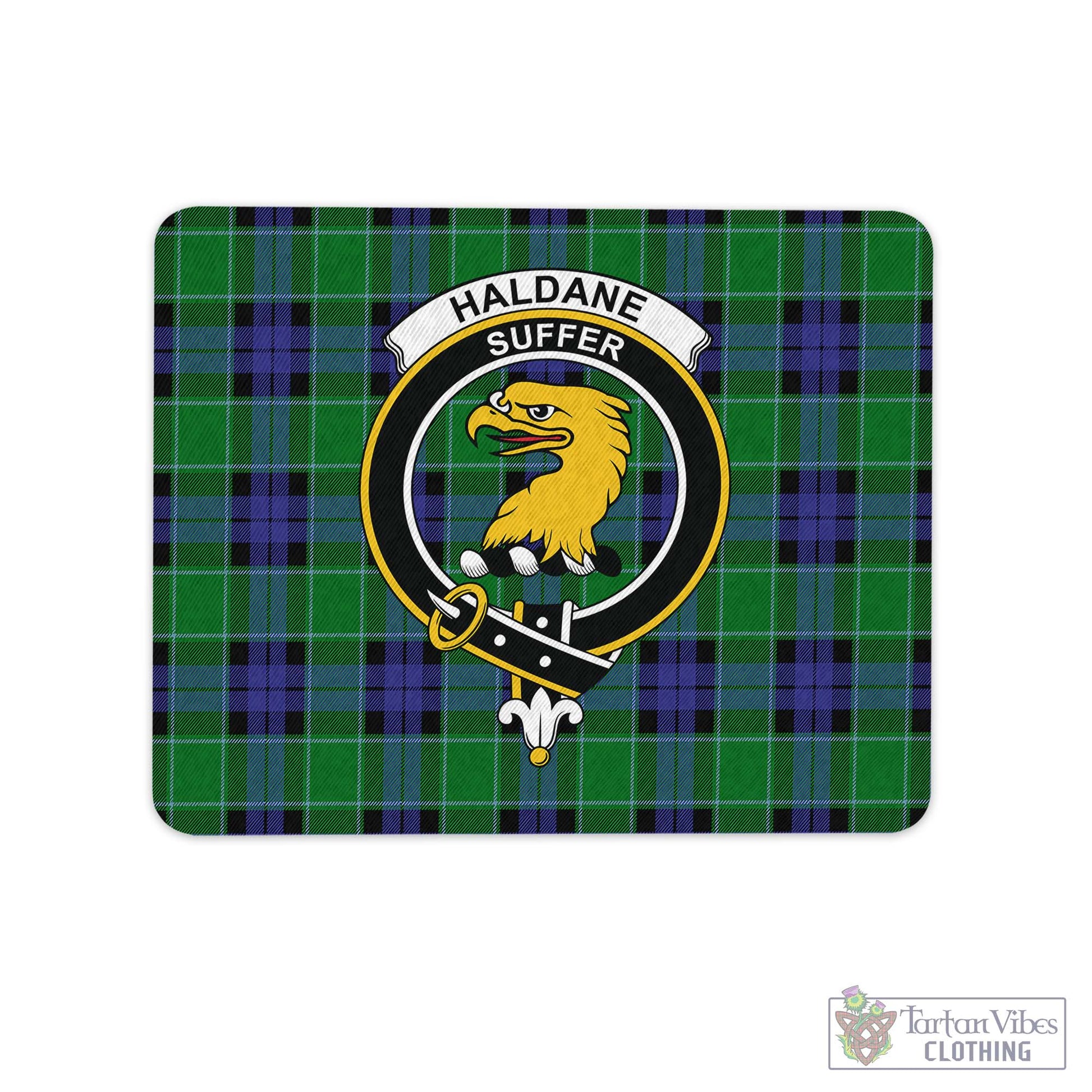 Tartan Vibes Clothing Haldane Tartan Mouse Pad with Family Crest