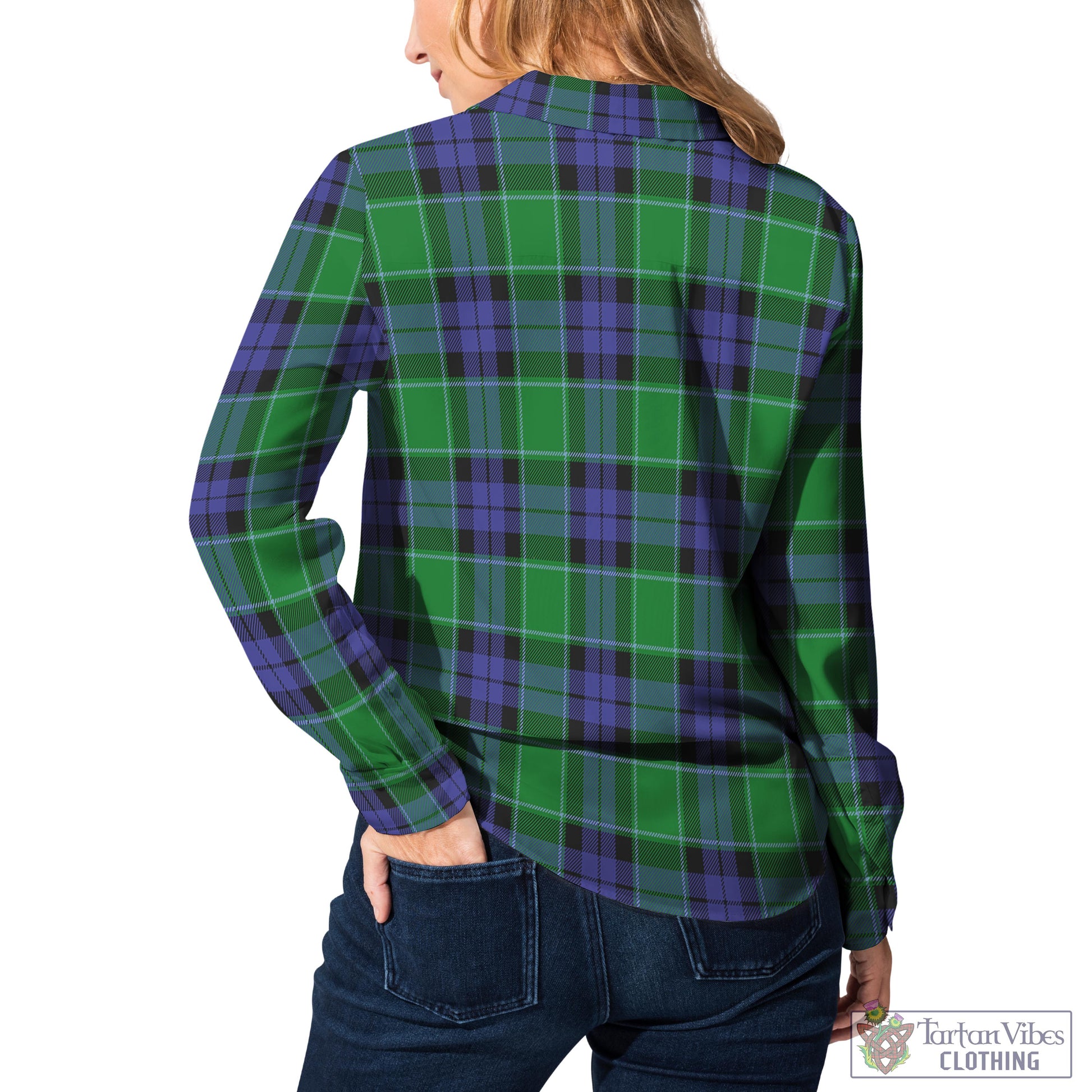 Tartan Vibes Clothing Haldane Tartan Womens Casual Shirt with Family Crest