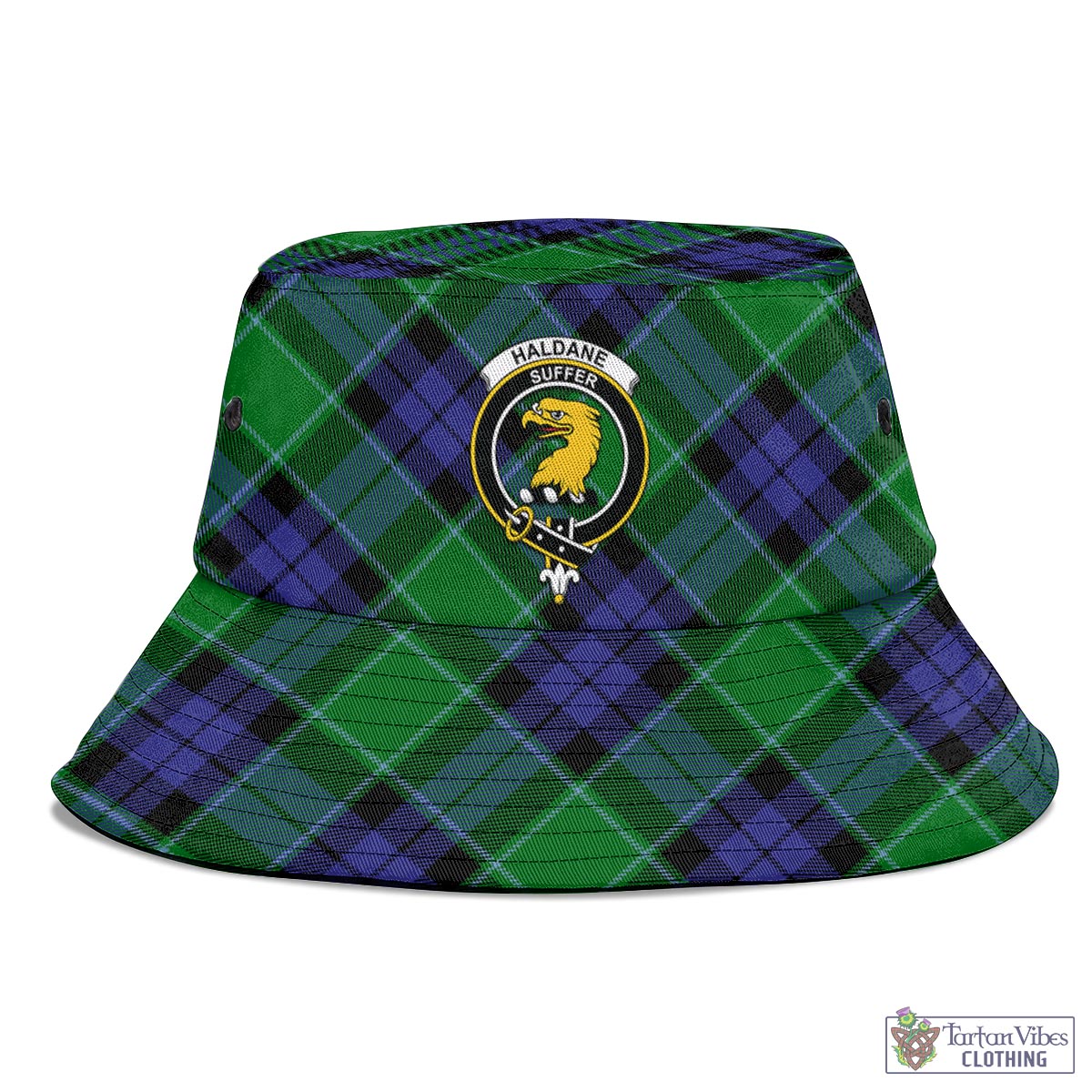 Tartan Vibes Clothing Haldane Tartan Bucket Hat with Family Crest